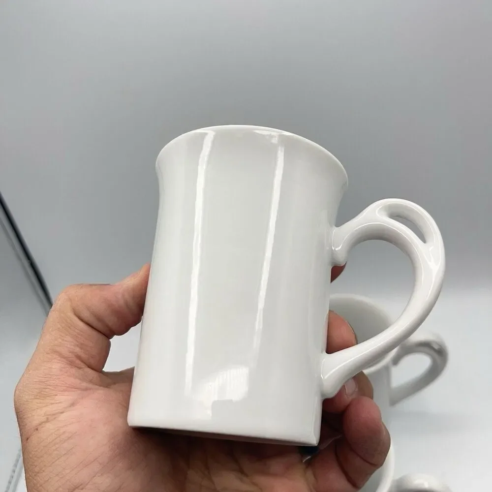 Pier 1 Set of 3 Mugs, White Double Handle, Porcelain